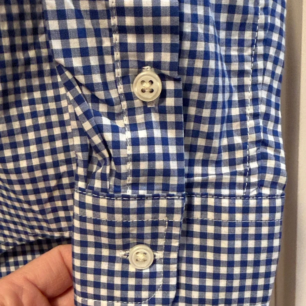 Ralph Lauren Boys Navy Checkered Button Down Shirt size M 10/12 NWT